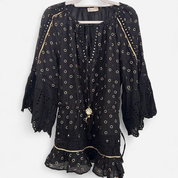 Ramy Brook Silk cotton Nico Mini Cover-Up Dress XS/S ✨ Eyelet Lace Mirror circle - Picture 2 of 8